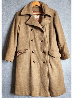 Vintage Tan Wool Coat Women's Small Holley's Ithaca NY Union Made ILGWU